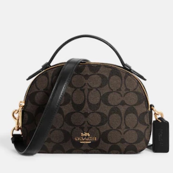 Coach Handbags - Coach Serena Satchel In Signature Canvas Black and Brown Crossbody Bag